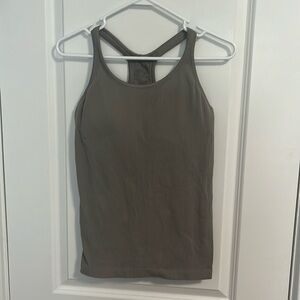 Gray Racerback Ribbed Workout Tank